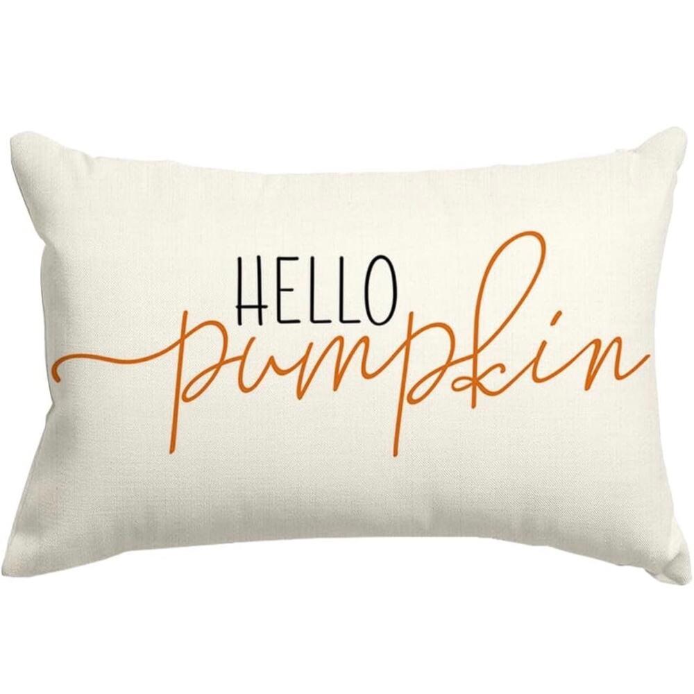 Fall Pillow Covers 12x20 Inch,Autumn Hello Pumpkin Pillows Decorative Pillow